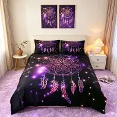 OEM Galaxy Bettwäsche-Set, Traumfänger, Microfaser, 3-teilig, lila