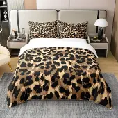 OEM Bettwäsche-Set King-Size, 100% Baumwolle, Leoparden-Print, 3-teilig