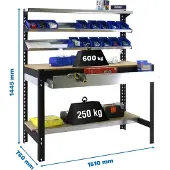 Simon Rack Werkbank SIMONWORK BT1 BOX anthrazit 1 Schublade 151,0 x 76,0 x 144,5 cm