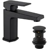 OEM Sechseckige Waschtischarmatur, Matt Schwarz, Geo-Design, 3-Loch