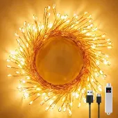 Dripio Lichterkette, 100 LED, wiederaufladbar, USB, Kupferdraht, warmweiß