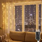 Dripio LED-Lichtvorhang 3x1m, warmweiß, 150 LEDs, 8 Modi, IP44