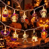 Dripio Halloween-Lichterkette, 1,5 m, 10 LEDs, Geist, Skelett, Fledermaus