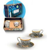 CARMANI - Mandelblüte Vanessa Espressotasse - Kaffeetassen - Kaffeetassen mit Untertasse - Geschenkidee - Silber