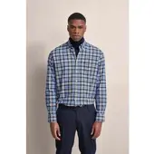 Bugatti Langarmhemd , Herren, Gr. S, Normalgrößen, blau (marine), 100% Baumwolle, kariert, normal, eckige 2-Knopf-Manschette, Hemden Langarmhemd, aus 100 % Baumwolle