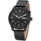 Regent Armbanduhr Leder schwarz braun Herren Uhr Analog Lederarmband D3URF1253
