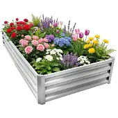 Merkloos Erhöhter Blumenkasten aus verzinktem Metall für den Garten