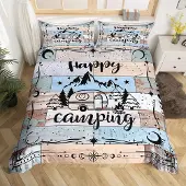 OEM Bettwäsche-Set Happy Camping, 200x200 cm, 2 Kissenbezüge
