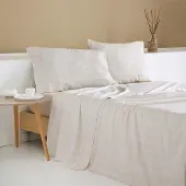 OEM Bettwäsche-Set, Baumwollsatin, 200x200 cm, 4-teilig, beige