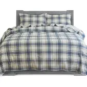 OEM 4-tlg. Flanell-Bettwäsche California King, 100 % türkische Baumwolle, Plaid