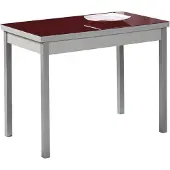 OEM Esstisch ausziehbar, Glas Bordeaux, 90x50 cm, 2 Flügel
