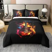 OEM Bettbezug-Set Retro Gitarre 100% Baumwolle, 135x200 cm