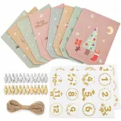 Dripio Adventskalender zum Befüllen, 24 Papier-Tütchen, Weihnachtsmotiv