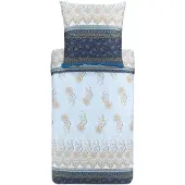 OEM Bettwäsche-Set Oristano, Mako-Satin, blau, 155x220 cm, 2-tlg.