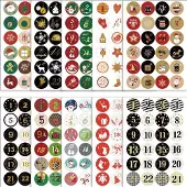 Dripio Adventskalender Zahlen-Sticker, 10 Bögen, 1-24, Weihnachtsaufkleber