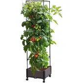 Merkloos Erhöhtes Blumenbeet mit Rollen für Pflanzen und Blumen