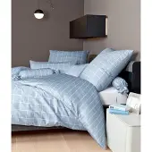 OEM Mako-Satin Bettwäsche 155x220 cm + Kissenbezug 80x80 cm perlmuttblau