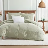 OEM Bettwäsche-Set mit Schleifen, 2-teilig, 100% Baumwolle, Twin, Grün