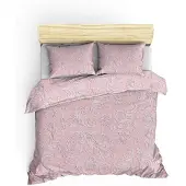 OEM Satin-Bettwäsche-Set 200x200 cm, puderfarben, 100% Baumwolle, 2 Kissenbezüge