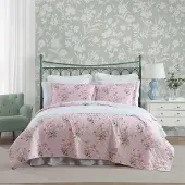 OEM Quilt-Set Twin, 100 % Baumwolle, rosa Blumenmuster, 2-teilig, 88x68 Zoll