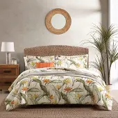 OEM Queensize Dekbedset Baumwolle umkehrbar Paradiesvögel gebrochenes Weiß 5-tlg.