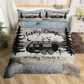 OEM Happy Camping Dekbedovertrekset, 3-teilig, Doppelbett, schwarz