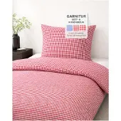 OEM Bettwäsche Landhaus kariert rot 155x220 cm + 80x80 cm 5 mm Karo