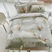 OEM Bettbezug aus Baumwollsatin, Yulan Magnolia, 140x200 cm, grau