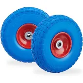 Dripio 2x Steckwagenrad 4.1/3.5-4", pannensicher, blau-rot, 260x85 mm
