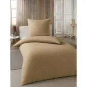 OEM Bettwäsche 200x200 cm, taupe, kariert, 100% Baumwolle, 2 Kissenbezüge