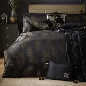 OEM Jacquard-Bettwäsche-Set Doppelbett Schwarz/Gold 200x200 cm