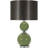 Mauro Ferretti Tischleuchte Glas Metall Samt 38x65 cm grün schwarz Eva Zwei