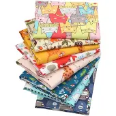 OEM Fat Quarters Bundle 8x 40x50 cm Cartoon Tiere 100% Baumwolle