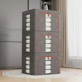 Merkloos Faltbare Aufbewahrungsboxen – Set mit 3 Stück – Grau – 66 Liter