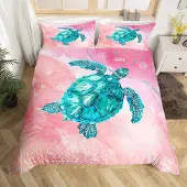 Merkloos Bettwäsche-Set Meeresschildkröte - Einzelbett - Rosa