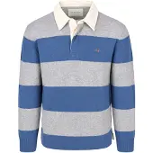 Gant für Herren. 8050320 Wollpolo mit breiten blau-grauen Streifen (XL), Lässig, Wolle