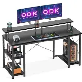 Dripio Schreibtisch mit Monitorständer und Regal, 120x50x86,5 cm, schwarz