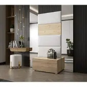 Furnitech GF76 Flur Dielenmöbel Garderobenschrank Dielenschrank Schuhschrank Flurmöbel Set Spiegel Matt (GF76-21S-M3)