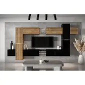 Furnitech Wohnwand Wohnzimmer - Wohnzimmer Schrankwand (AN91NEW-21DZB-HGM27)