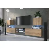 Furnitech Wohnwand Wohnzimmer - Hängend Wohnwand Modern - Wohnzimmer Schrankwand (D144N-21S-M5-1C)