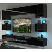 Furnitech Wohnwand Wohnzimmer - Wohnzimmer Schrankwand (Besta DAN1-17B-HG20 1B)