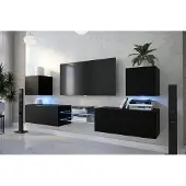 Furnitech Wohnwand Wohnzimmer - Hängend Wohnwand Modern - Wohnzimmer Schrankwand (D144N-21B-M3-1B)
