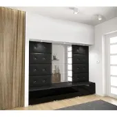 Furnitech GF90 Flur Dielenmöbel Garderobenschrank Dielenschrank Schuhschrank Flurmöbel Set Spiegel Hochglanz (GF90-21B-HG1)