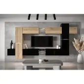 Furnitech Wohnwand Wohnzimmer - Wohnzimmer Schrankwand (AN91NEW-21SB-HGM28)