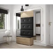 Furnitech GF79 Flur Dielenmöbel Garderobenschrank Dielenschrank Schuhschrank Flurmöbel Set Spiegel Matt (GF79-21S-M3)