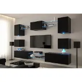 Furnitech Wohnwand Wohnzimmer - Hängend Wohnwand Modern - Wohnzimmer Schrankwand (Nowara AN1-17B-M1-1A-NEW)