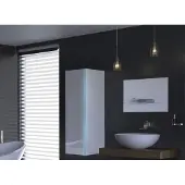 Furnitech ALIUS 11 I Badezimmer Bademöbel Badeschränke Spiegel Set (LED blau, Weiß)