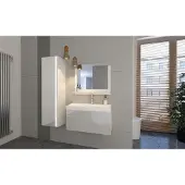 Furnitech JENNY 2 60 Badezimmer Bademöbel Badeschränke Set (Weiß, LED blau)