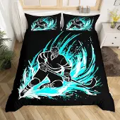 Loussiesd Bettwäsche Set Eishockey 135x200cm Mikrofaser Mehrfarbig