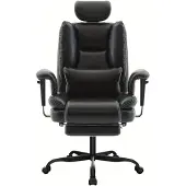 Selius Ergonomischer Bürostuhl – Computerstuhl – Sitzfläche mit Memory-Schaum – Hohe Belastbarkeit – Lendenwirbelstütze – Schwarz